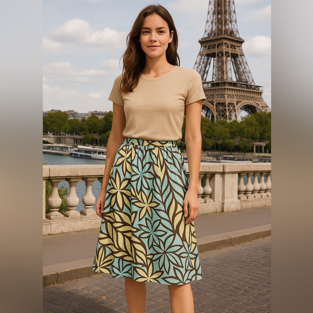 adrienne vittadini leaf floral chiffon skirt Sep sale
